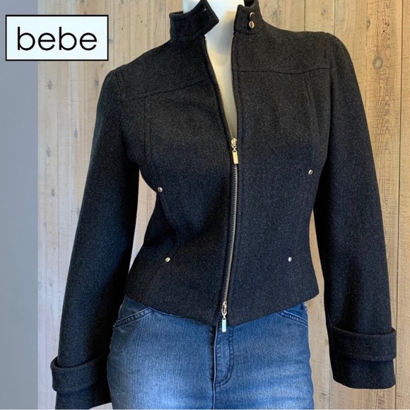 Bebe wool two-way zip jacket, lined, Size 6. - Picture 3 of 8